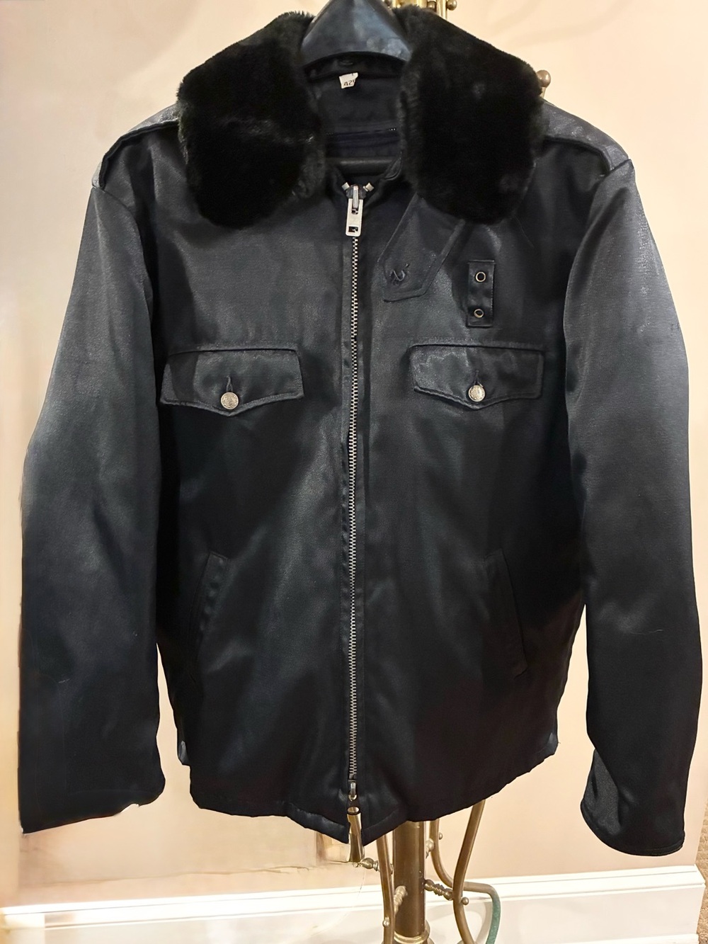 Vintage Tufnyl By Blauer Weather Resistant Police Bomber Jacket Liners Navy 42R